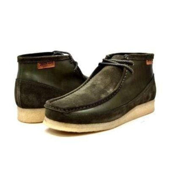 British Walkers Walker 100 Wallabee Boot Style Men's Green Leather and Suede - Picture 1 of 8